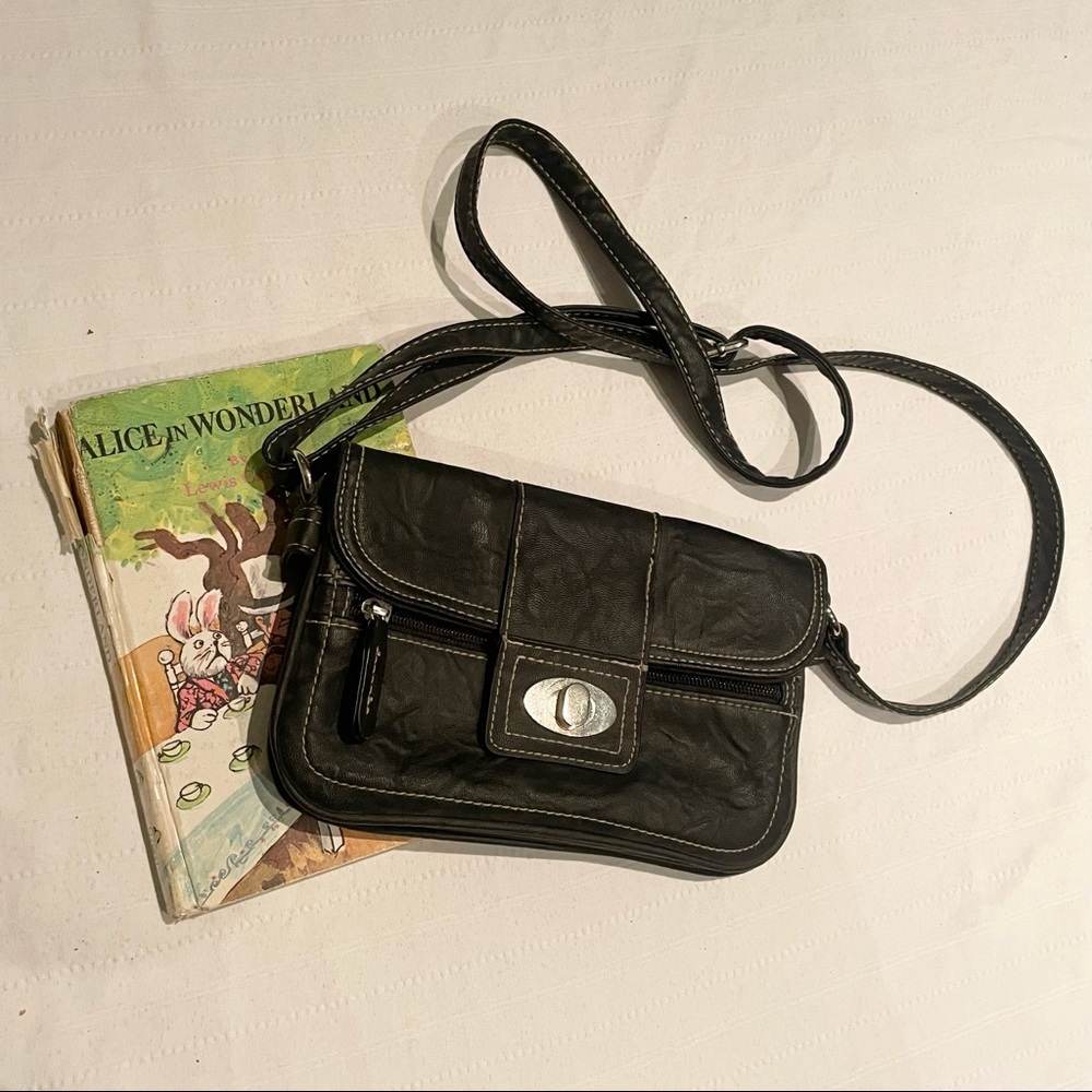 Mini black leather purse